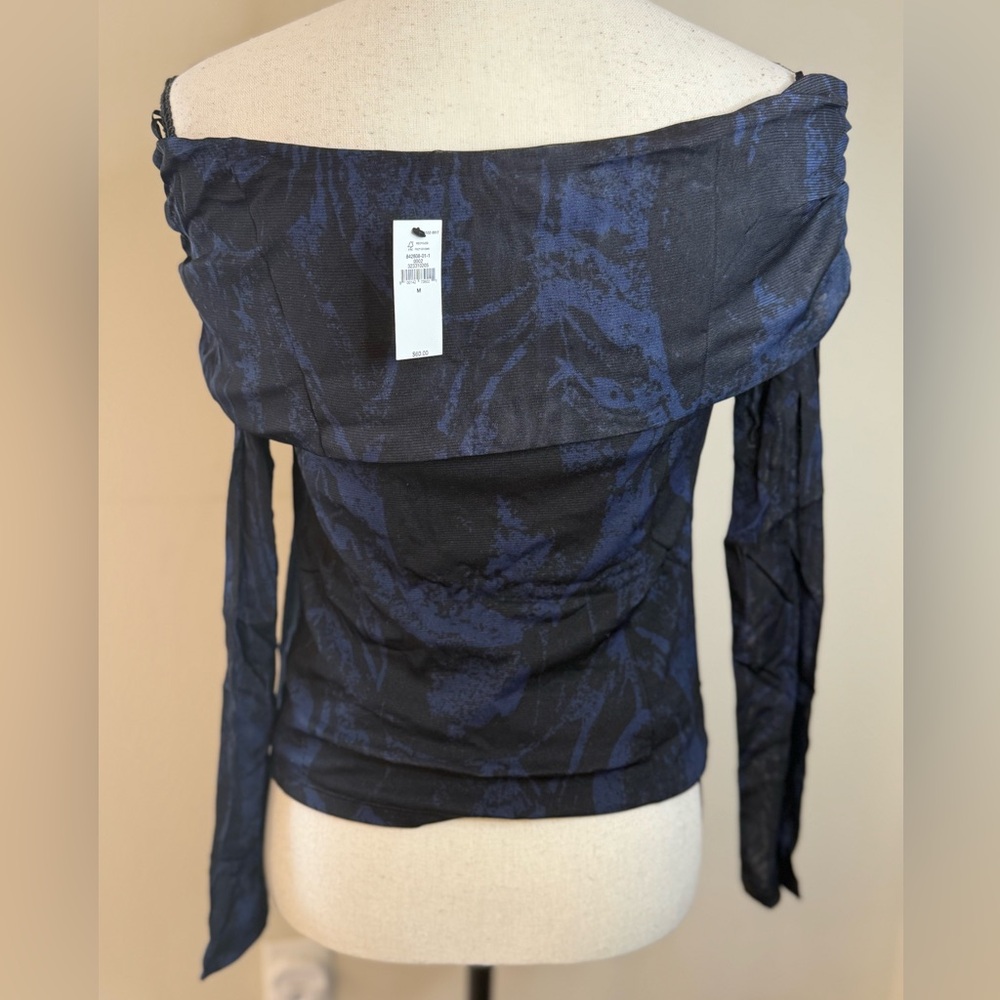 Banana Republic Factory off shoulder stretchy top black & blue SZ M - Picture 4 of 11